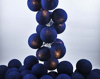 Navy Dark Blue 6cm ball fairy lights - 100 decor and bulbs - 10 metre string party lighting